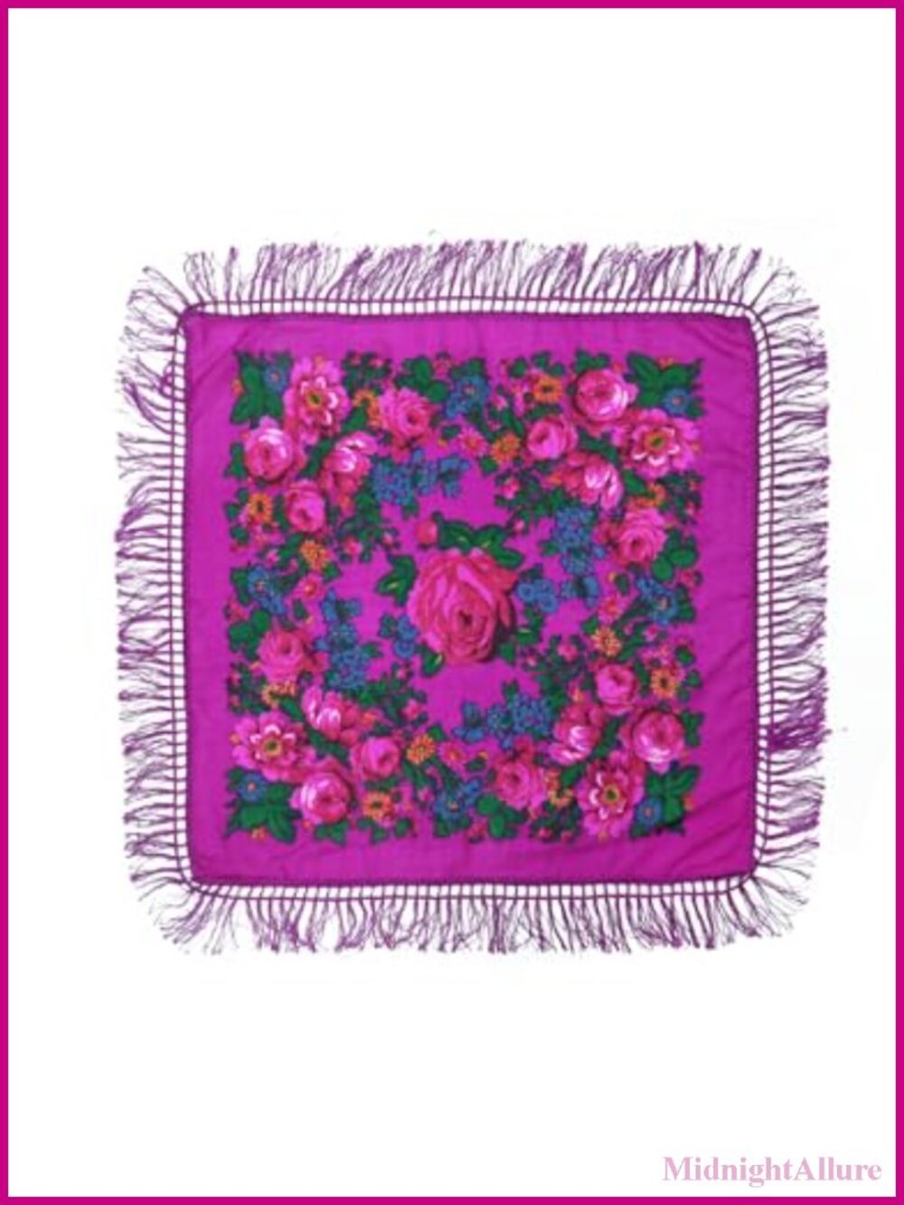 Acrylic Floral Bandana Hair Scarf Ukrainian Babushka Neck Scarf 30/42/60